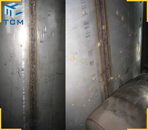 Steel tank longitudinal welded seam flatten machine