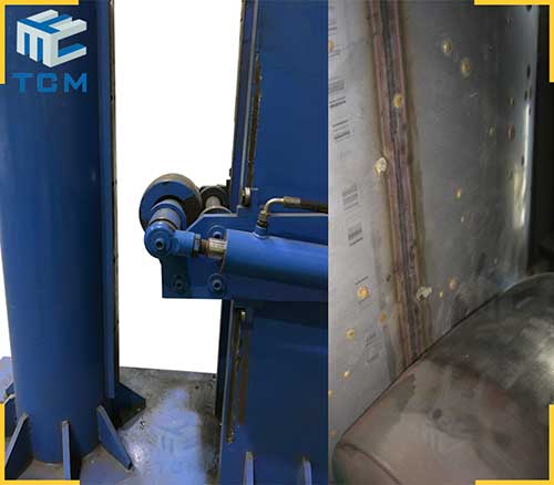 Steel tank longitudinal welded seam flatten machine