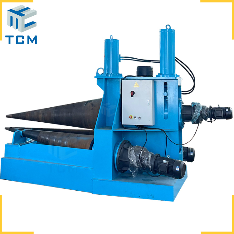 3-rollers hydraulic cone rolling machine steel conical cover bender